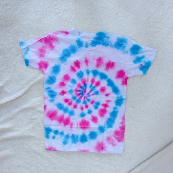 Blue and Pink Spiral Crewneck Tie-Dye Shirt | Sz YL - Picture 4 of 4
